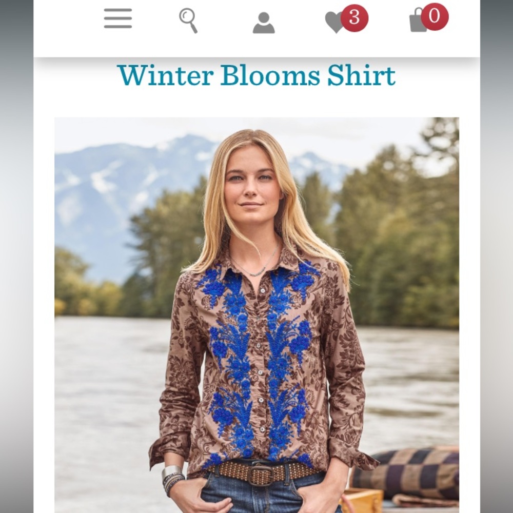 NWOT Sundance Winter Blooms Shirt, size small